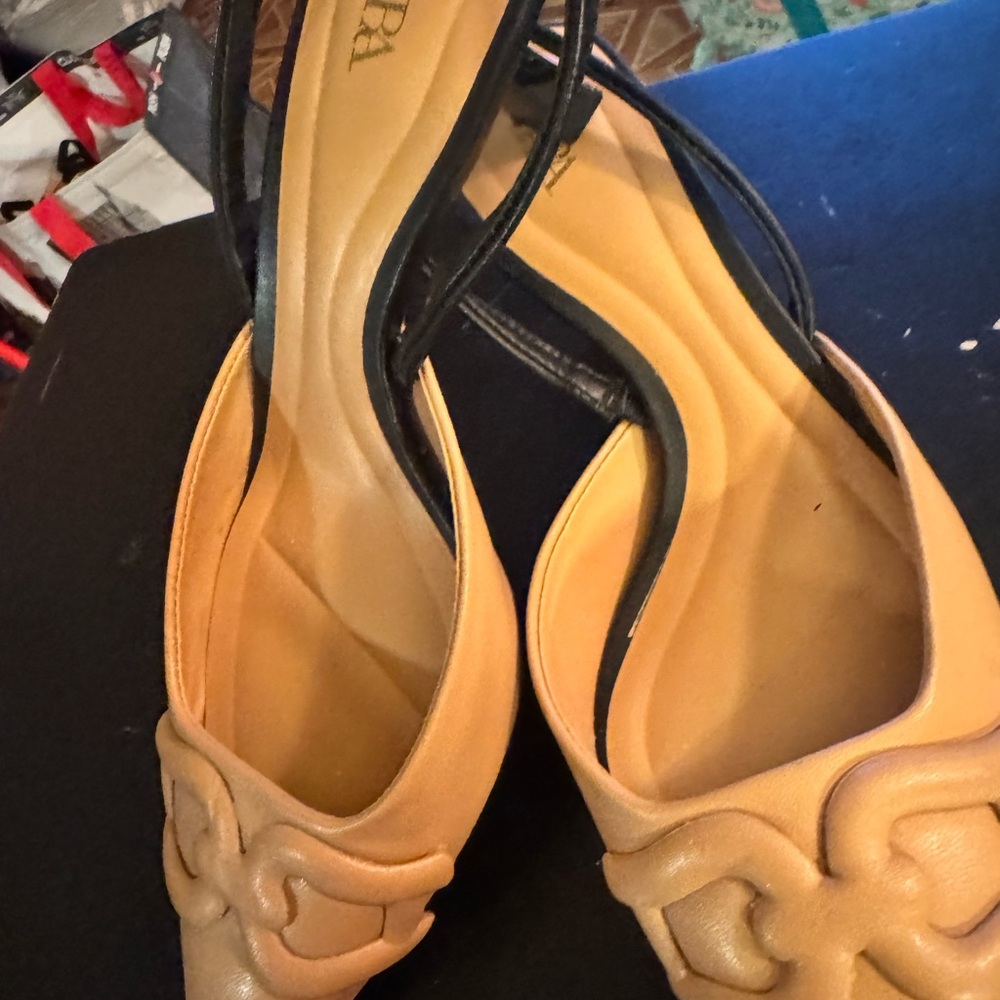 Zara Tan Heels Classic Suede-Like Design